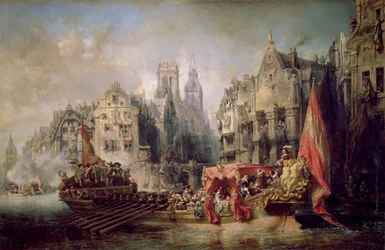 Die Ankunft von Fernando Alvarez de Toledo, Herzog von Alba (1508-82) in Rotterdam im Jahr 1567, 1844